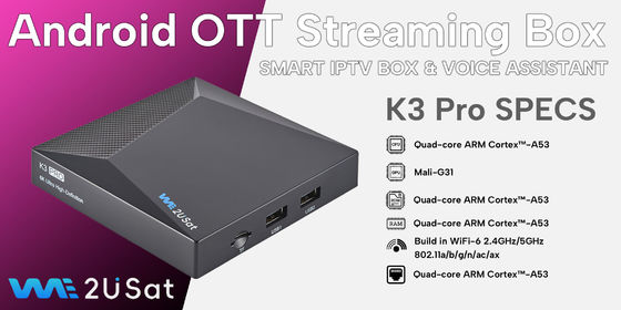 อินเดรอยด์ IPTV Box We2u K3 Pro Lifetime IPTV Box สีดํา
